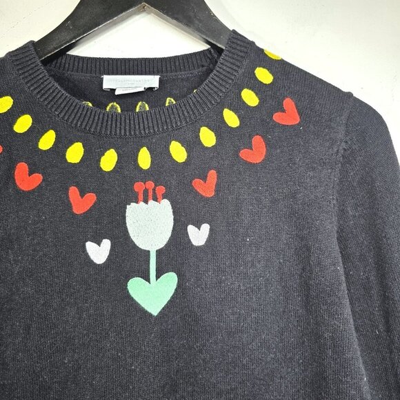 Stella McCartney Black Embroidered Tulip Sweatshirt Tunic Wool Blend Dress - Picture 2 of 9